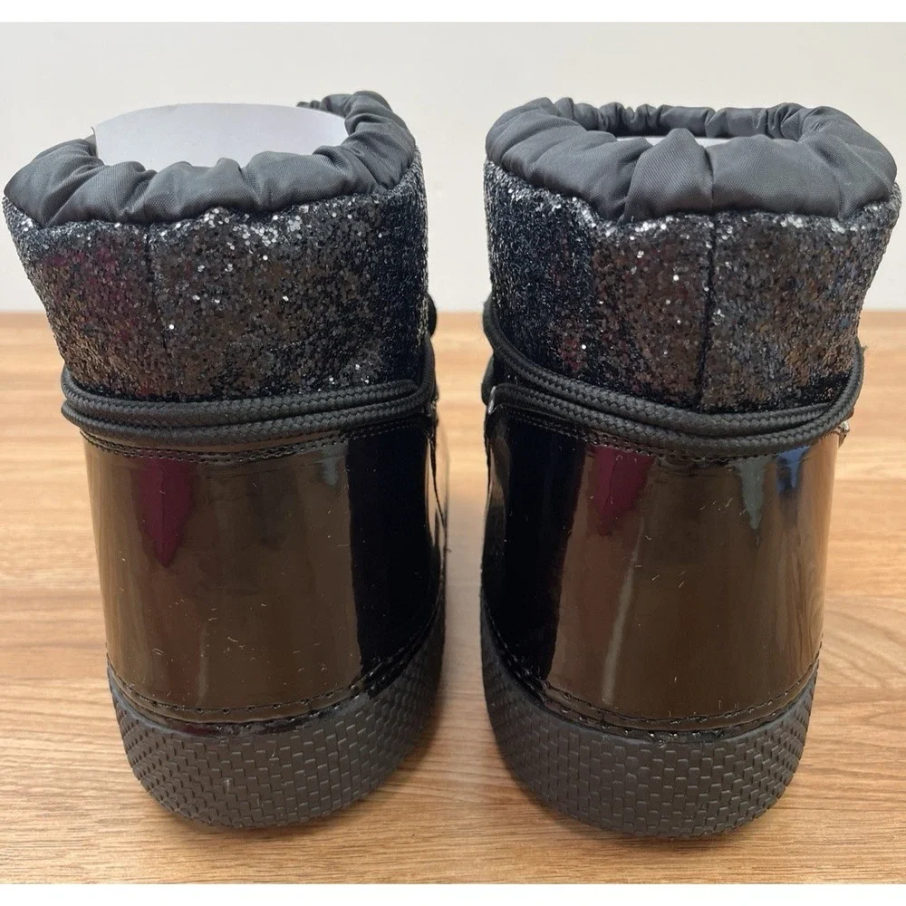 Olivia Miller Eclipse Moon Boots Black Glitter Puffy Winter Boots Size L (11-12)